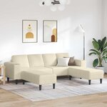 vidaXL Sofa en tissu avec coussin Crème 208 cm Tissu en velours côtelé