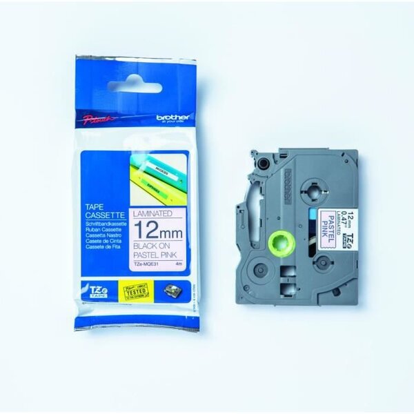 Cartouche ruban Etiqueteuse Brother 12mm Pastel rose TZe-MQe31