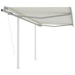 vidaXL Auvent rétractable automatique et poteaux 3x2 5 m Crème