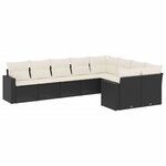 vidaXL Salon de jardin 9 Pièces avec coussins noir résine tressée