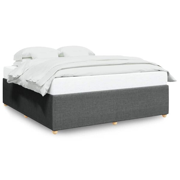 vidaXL Cadre de lit sans matelas gris foncé 200x200 cm tissu