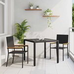 vidaXL Ensemble de salle à manger pour jardin 3 Pièces Noir