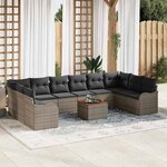 vidaXL Ensemble de canapé de jardin 11 Pièces Gris Poly rotin