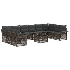 vidaXL Ensemble de canapé de jardin 11 Pièces Gris polyrotin