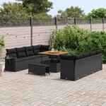 vidaXL Ensemble de canapé de jardin 11 Pièces Noir Poly rotin