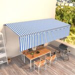 vidaXL Auvent manuel rétractable avec store 6x3 m Bleu et blanc