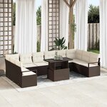 vidaXL Ensemble de canapé de jardin 11 Pièces Marron et crème