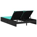 vidaXL Chaise longue double avec coussins en polyrotin noir