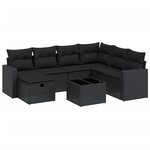 vidaXL Salon de jardin 8 Pièces avec coussins noir résine tressée