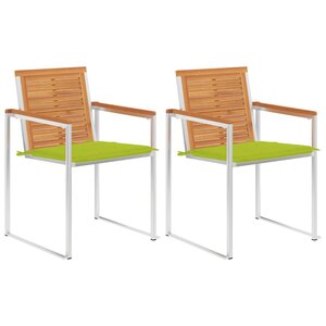 vidaXL Chaises de jardin avec coussins 2 Pièces Acacia solide et acier