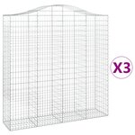 vidaXL Paniers à gabions arqués 3 Pièces 200x50x200/220 cm Fer galvanisé