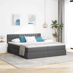 vidaXL Lit de Rangement Gris foncé 200 x 200 cm Cuir synthétique