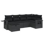 vidaXL Salon de jardin 6 Pièces avec coussins noir résine tressée