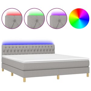 vidaXL Sommier à lattes de lit et matelas et LED Gris clair 180x200 cm