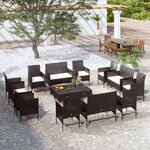 vidaXL Salon de jardin 16 Pièces avec coussins Résine tressée Noir