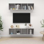 vidaXL Meubles TV muraux 2 Pièces Gris béton Bois d'ingénierie