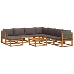 vidaXL Salon de jardin avec coussins 9 Pièces bois massif d'acacia