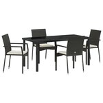 vidaXL Ensemble de salle à manger de jardin 5 pièces avec coussins Noir Poly Rattan