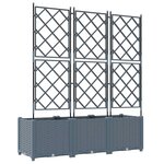 vidaXL Bac à fleurs avec Treillis 3 Pièces Gris clair 120 x 40 x 143 cm
