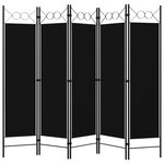 vidaXL Cloison de séparation 5 panneaux Noir 200x180 cm