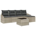 vidaXL Ensemble de canapés de jardin de 6 pièces avec coussins gris en poly rattan