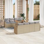 Canapé de jardin 9 pièces avec coussins beige