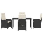vidaXL Ensemble de dining de jardin 5 pièces avec coussins Rattan poly noir
