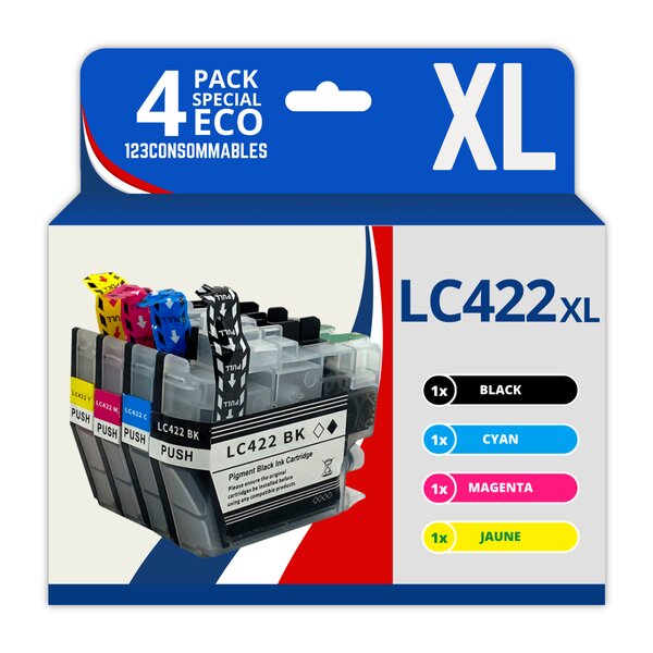 LC422XL - Pack 4 cartouches Brother LC422 XL compatibles Brother MFC-J5340DW J5740DW