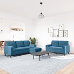 vidaXL Ensemble de canapés 3Pièces et coussins et traversins bleu velours