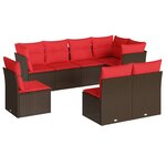 vidaXL Salon de jardin 8 Pièces avec coussins marron résine tressée