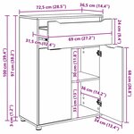 vidaXL Cabinet de salle de bain Chêne fumé 72 5 x 36 5 x 100 cm