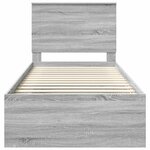 vidaXL Cadre de lit Gris Sonoma 90 x 190 cm Bois de pin massif