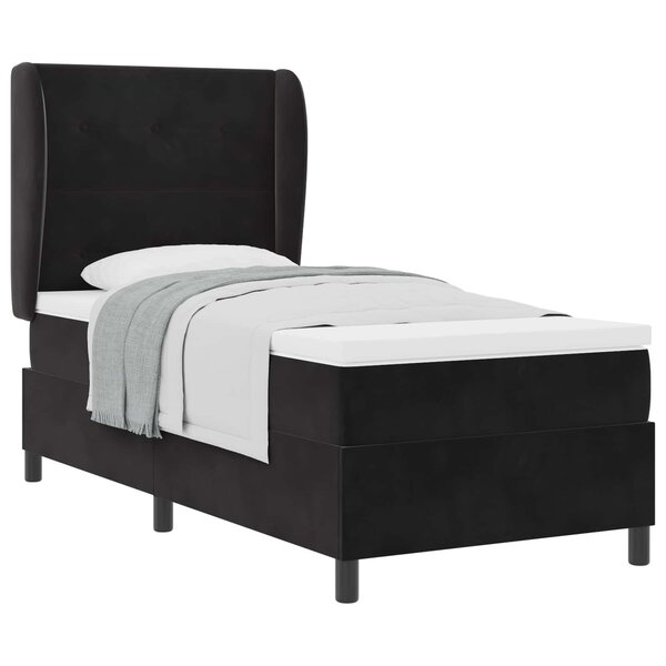 vidaXL Lit à ressorts avec matelas Noir 200 x 90 cm Velours