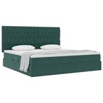 vidaXL Lit avec rangement et matelas Vert foncé 200 x 200 cm Velours