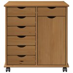 vidaXL Cabinet roulant 63 5 x 39 x 65 5 cm Bois de Pin Massif