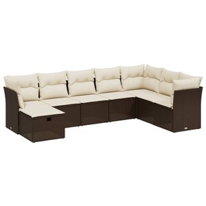 vidaXL Salon de jardin 8 Pièces avec coussins marron résine tressée
