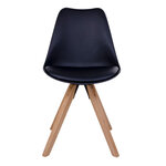 2 chaises de table à manger en cuir noir à pieds en bois
