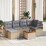 Ensemble de Canapés de Jardin 7 Pièces avec Coussins Beige Rattan Acacia