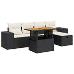 vidaXL Salon de jardin 6 Pièces avec coussins noir résine tressée acacia