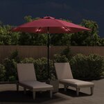 vidaXL Parasol de jardin avec lumières LED mât en acier rouge bordeaux