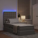 vidaXL Lit de rangement LED avec matelas Taupe 90 x 200 cm Tissu