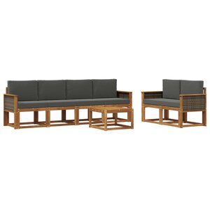 vidaXL Ensemble de canapés d'extérieur 6 pc Naturel et Anthracite