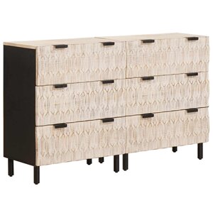 vidaXL Buffet 2 Pièces Finition Lavage Blanc 60 x 33 x 75 cm