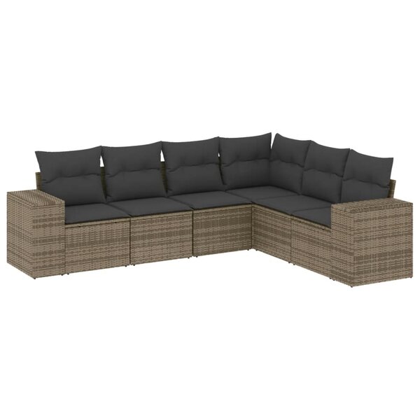 vidaXL Salon de jardin 6 Pièces avec coussins gris résine tressée