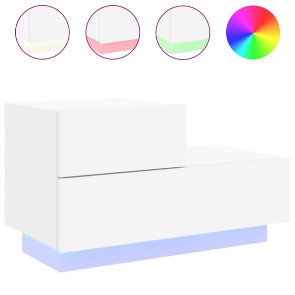 vidaXL Table de chevet avec lumières LED blanc 70x36x40 5 cm
