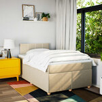 vidaXL Sommier à lattes de lit avec matelas crème 120x190 cm tissu