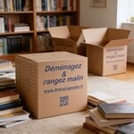 Lot de 20 Cartons Livres 34x26x32 cm + 1 Rouleau Adhésif 68m – Cartons Déménagement Robustes   Fabriqués en France   Carton de Livraison  Stockage  Emballage Multi-Usage