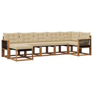 vidaXL Ensemble de canapés d'extérieur 7 Pièces Naturel et Beige