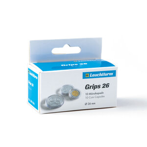 Capsules rondes 26mm pour monnaies 2 euros commémoratives. Paquet - 10 capsules