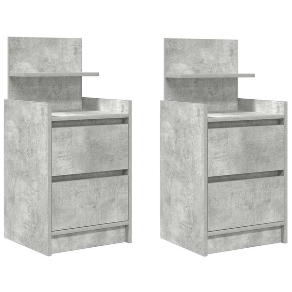 vidaXL Tables de chevet avec 2 tiroirs 2 Pièces gris béton 38x34x80 cm
